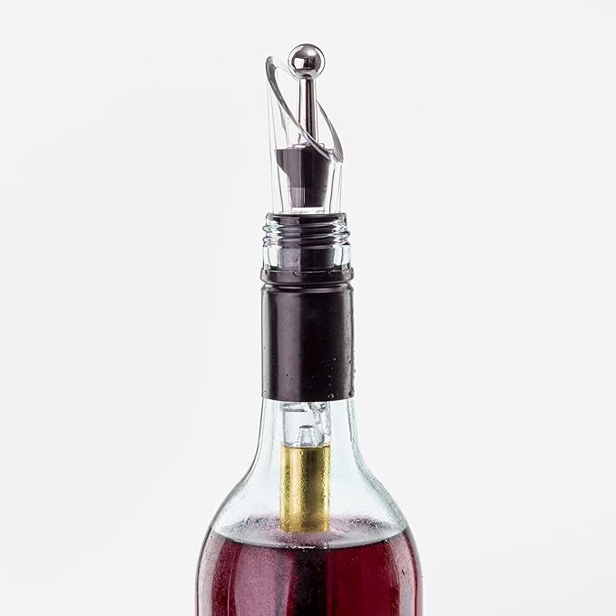 Wine Chiller Stick | 4 In 1 Wine Accessory Set | Iceless Chiller Stick | Decanting Aerator | Wine Pourer | Bottle Stopper | Accessory Case | Premium Gold | Father's Day Gift | Wine Gift Women & Men