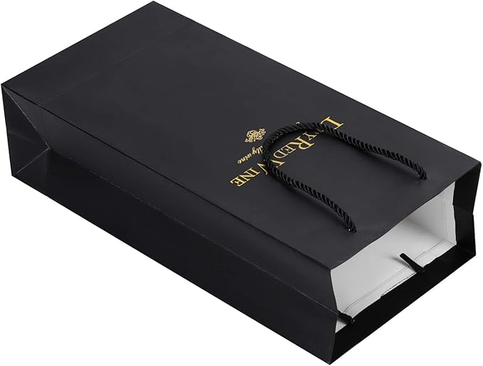 Ibluelover 10Pcs Wine Gift Bags Paper Champagne Carrier Bag Double Wine Bottle Storage Holder Tote Bag with Handle for Christmas Birthday Wedding Anniversary Celebration Party Favors