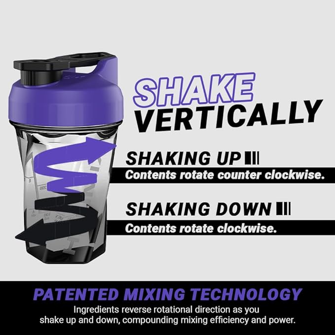 HELIMIX 1.5 Vortex Blender Shaker Bottle Holds Upto 20oz | No Blending Ball or Whisk | USA Made | Portable Pre Workout Whey Protein Drink Shaker Cup | Mixes Cocktails Smoothies Shakes | Top Rack Safe