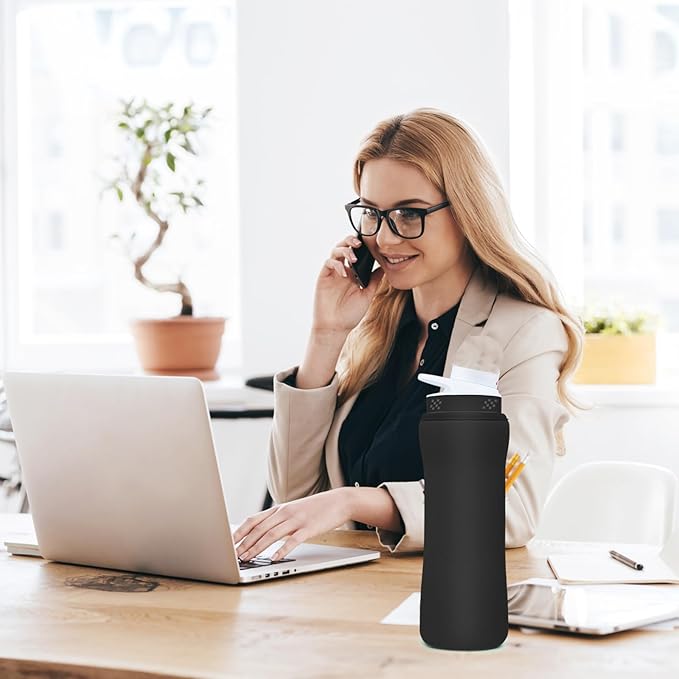 Sleeve Compatible with Cir-kul Water Bottle - 2 Pcs Water Bottle Sleeve Compatible with Cir-kul 22oz & Stainless Steel Bottle - Neoprene Insulated Water Bottle Cover for Retaining Temperature, （Black）