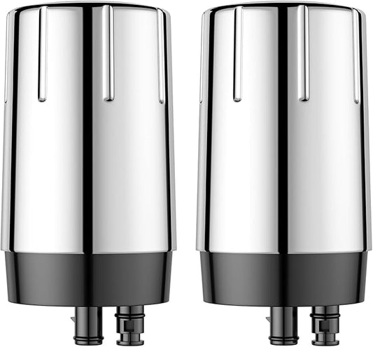 2-Pack Water Filter Replacement for Brita Faucet Filtration System, BPA-Free, Certified to Reduce Chlorine and Lead, Replace On-Tap Faucet Mount Water Filter, Chrome