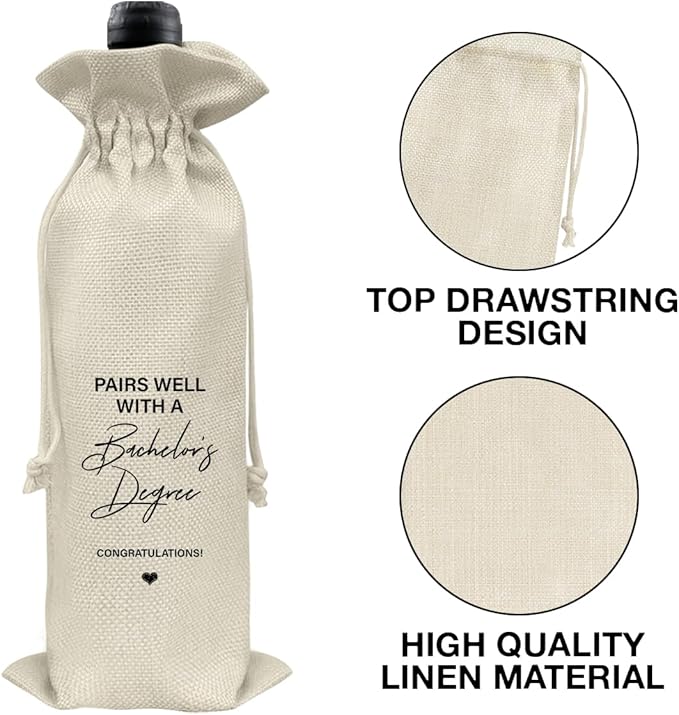 Graduation Wine Bag Bachelor's Degree Wine Gift Bag Bachelor Degree Graduation Gifts for Him Her University Graduates College Grad