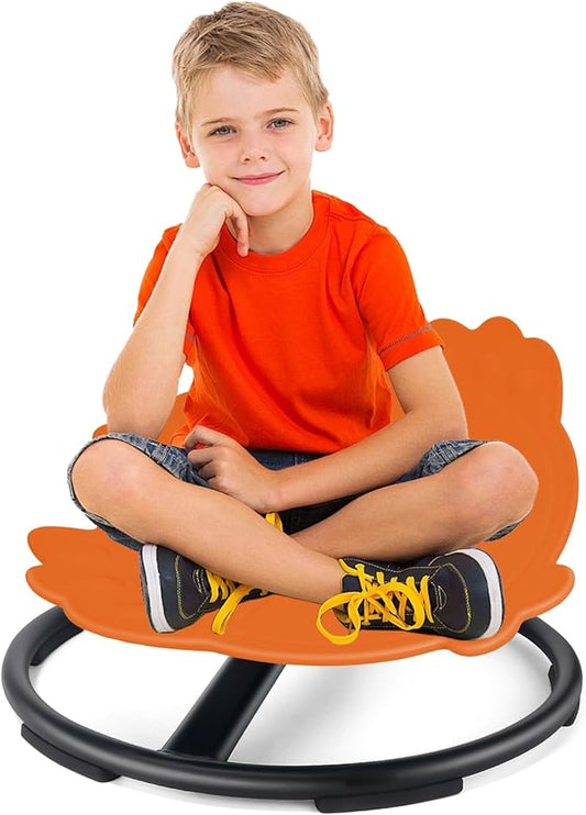 Autism Kids Swivel Chair, Sensory Products Sit and Spin Spinning Activity Toy for Toddlers, Sensory Spinning Seat for Kids Training Body Coordination (Orange)