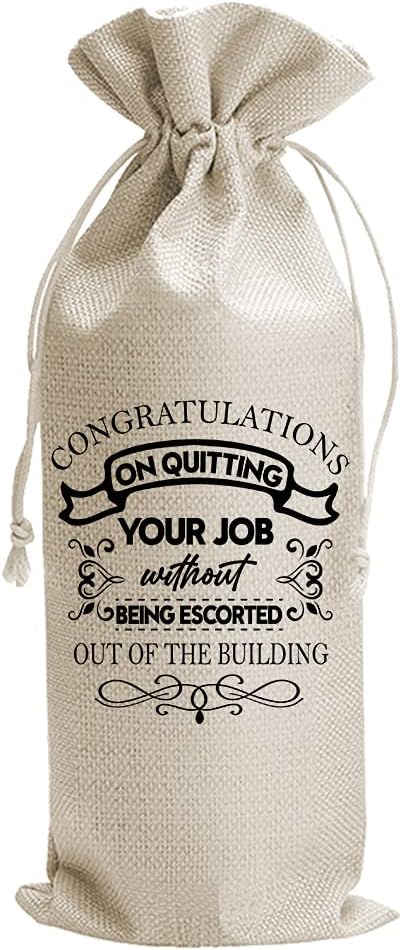 Retirement Gifts Wine Bags, Goodbye Farewell Gifts for Coworkers, Happy Retirement Gifts for Women Men Mom Dad Coworkers Colleague Grandmother Boss Teachers Nurses, Burlap Drawstring Wine Bag