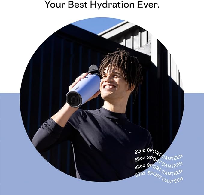 Corkcicle Sport Canteen Insulated Tumbler, Periwinkle, 32 oz – Reusable Water Bottle Keeps Beverages Cold for 25 Hours & Hot 12 Hours – Cupholder Friendly Tumbler with Screw-On Cap