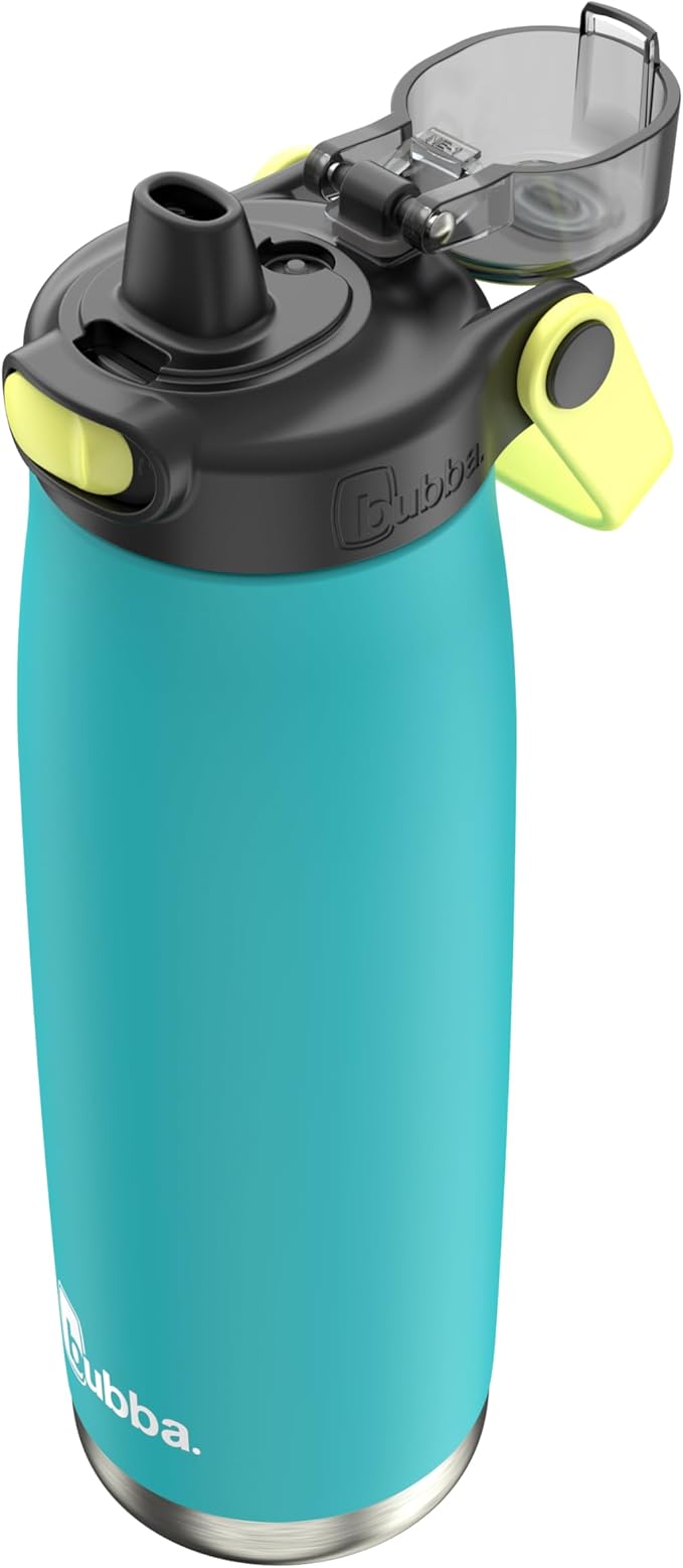 Bubba Radiant Stainless-Steel Pop-Up Straw, 24oz Water Bottle, Medium, Rubberized Scuba