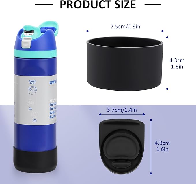 2PCS Replacement Stopper Compatible with Owala FreeSip 24oz, and Anti-Slip Protective Sleeve for Owala 24oz Water Bottle, Protects 24oz FreeSip Stainless Steel Water Bottles