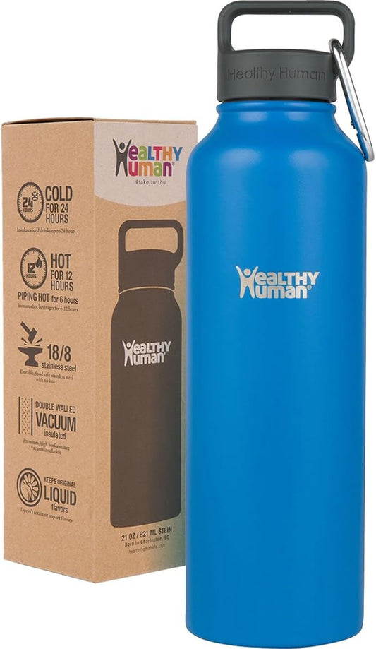 Healthy Human Stainless Steel Water Bottle | Double Walled Vacuum Insulated Water Thermos for Adults | Eco-Friendly Travel Bottles with Leak Proof Lid (Bahama, 40 oz / 1183 ML)