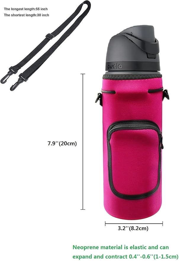 AF-WAN Carrier Water Bottle Insulation Sleeve,Waterproof, Anti-Slip, Anti-Scratch Pouch with Shoulder Strap, Compatible with Owala Insulated Stainless Steel Water Bottle (Rose Red, For 32 oz)