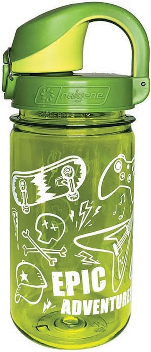 Nalgene Sustain Tritan BPA-Free Kids On The Fly Water Bottle Made with Material Derived from 50% Plastic Waste, Leak Proof, Durable, BPA Free, Carabiner Friendly, Reusable, 12 oz