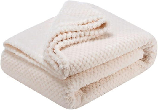 Fuzzy Throw Blanket, Plush Fleece Blankets for Adults, Toddler, Boys and Girls, Warm Soft Blankets and Throws for Bed, Couch, Sofa, Travel and Outdoor, Camping (Twin(60"x80"), XL1-Cream)