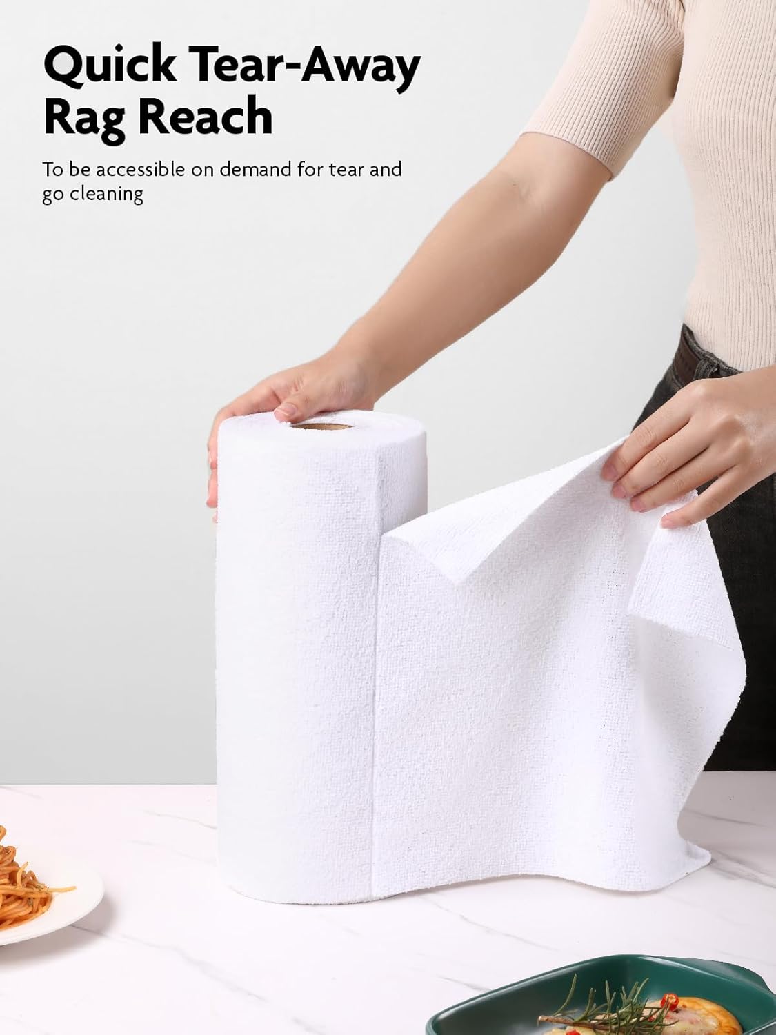 Fantasticlean Microfiber Cleaning Cloth Roll -40 Pack, Tear Away Microfiber Towels, 12" x 12", Reusable, Washable, Scratch Free, Ultra Absorbent Dish Rags for Car, Home, Garage or Shop (White)