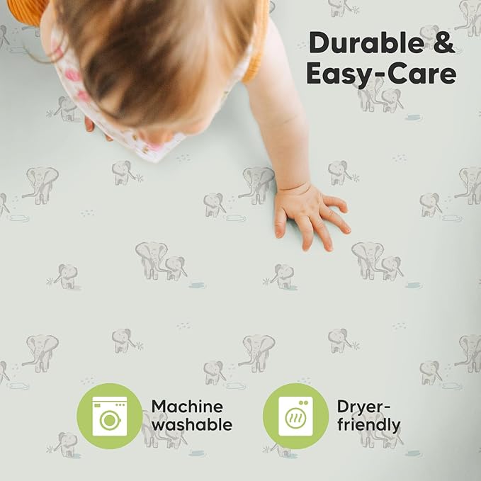 2-Pack Mini Crib Sheets Fitted, Pack and Play Sheets - Organic Cotton Pack N Play Sheets for Pack and Play Mattress, Playard Baby Crib Sheets, Jersey Crib Sheets Neutral for Boys, Girls (Elly)