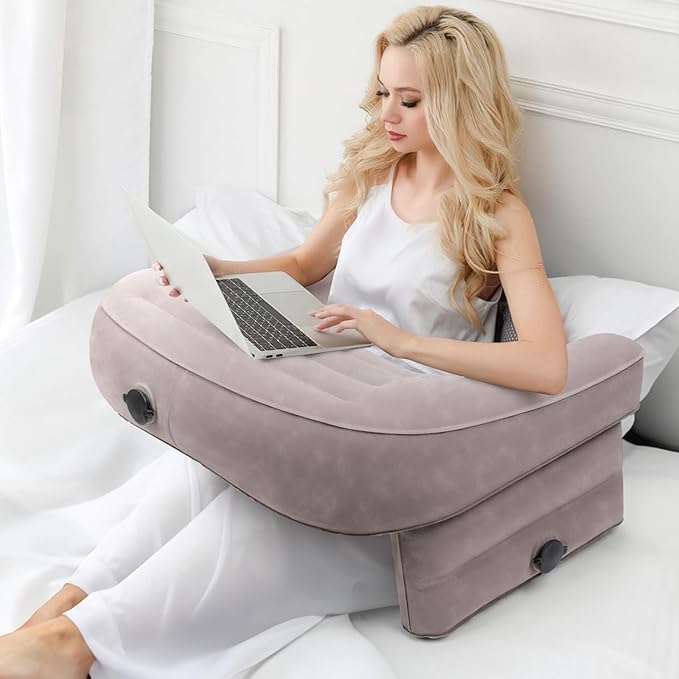 Inflatable Reading Pillow for Gaming, Lap Desk Pillow for Adult, Adjustable Gaming Pillow for Lap, Large Arm Rest Lap Pillow for Reading, Working, Playing