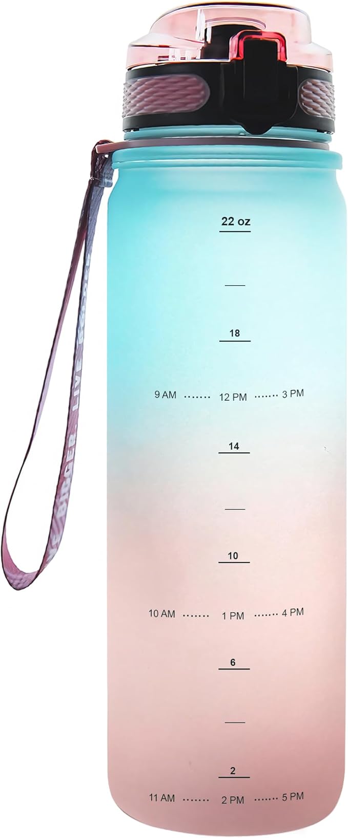 Live Infinitely 24 oz Water Bottle with Time Marker - Insulated Measured Water Tracker Screen - BPA Free Gym Water Bottle - Locking Flip Top Lid, Rubberized (Cotton Candy, 24oz)