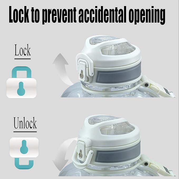 Sports Water Bottle, 50 Oz/1500mL, Leak Proof BPA Free Travel Outdoor For Men Women (White)