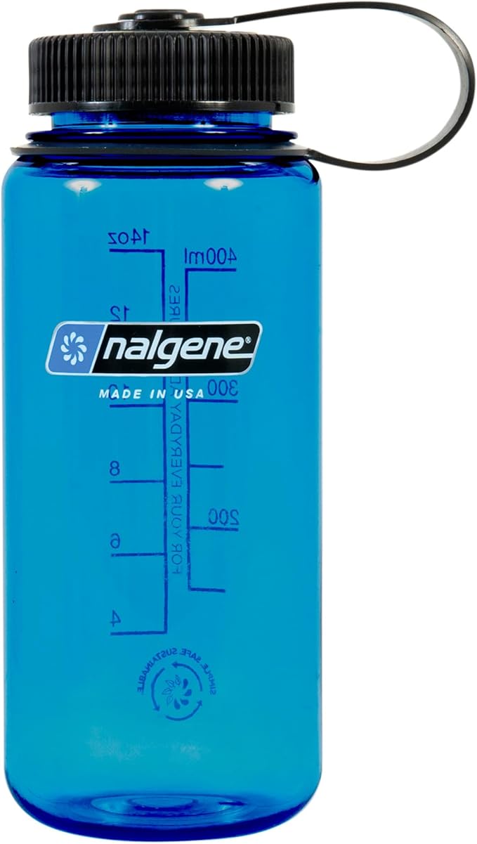 Nalgene Sustain Tritan BPA-Free Water Bottle Made with Material Derived from 50% Plastic Waste, 16 OZ, Wide Mouth, Slate Blue