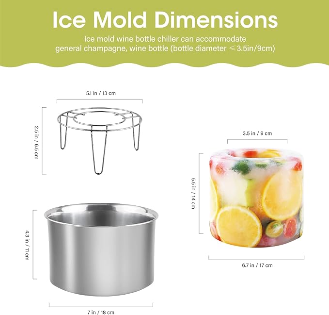 Ice Mold Wine Chiller, DIY Ice Mold Wine Bottle Chiller Cooler,Champagne Wine Whisky Beer Drink Ice Bucket Mold for Any Theme or Season
