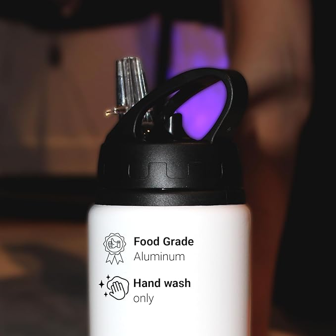 Aluminum 20oz White Sublimation Lightweight Water Bottle Blank, with Foldable Straw Lid and Handle, High-Grade Coating, Personalized Reinforced Packaging (6 Pack)