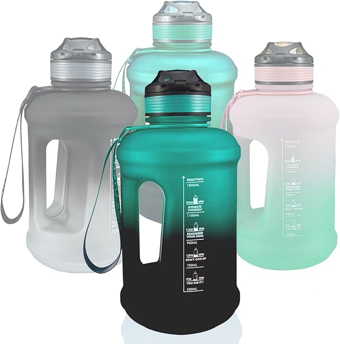 Sports Water Bottle, 63 Oz/1800mL, Leak Proof BPA Free Travel Outdoor For Men Women (Gradient_Cyan)