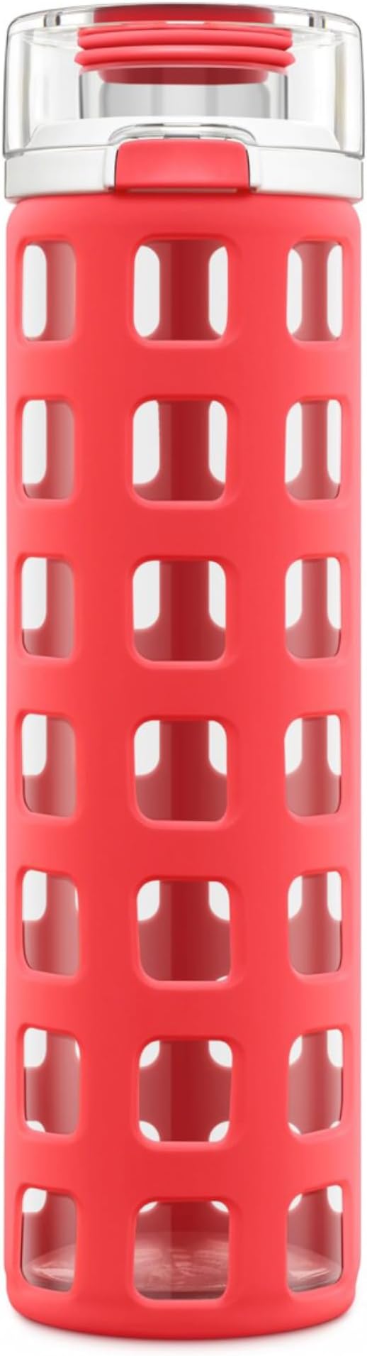Ello Syndicate Glass Water Bottle with One-Touch Flip Lid and Protective Silicone Sleeve and Carry Loop, BPA Free, Dishwasher Safe,20oz