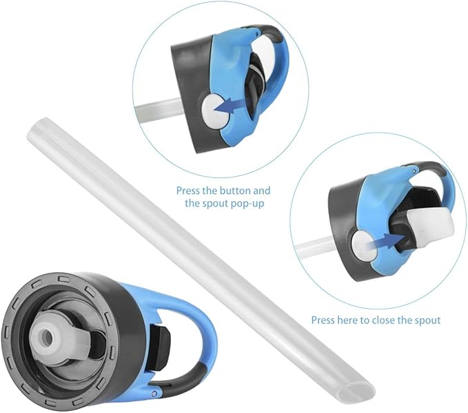 mountop Kids Water Bottle with Silicone Straw and Handle, Easy Use for Girls and Boys, BPA-free Water Bottle for Kids 14oz 400ml