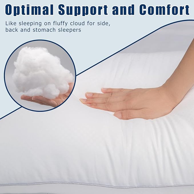 Bed Pillows for Sleeping 2 Pack, King Size Pillows Set of 2,Down Alternative Filling, Pillow for Back, Stomach or Side Sleepers Grey