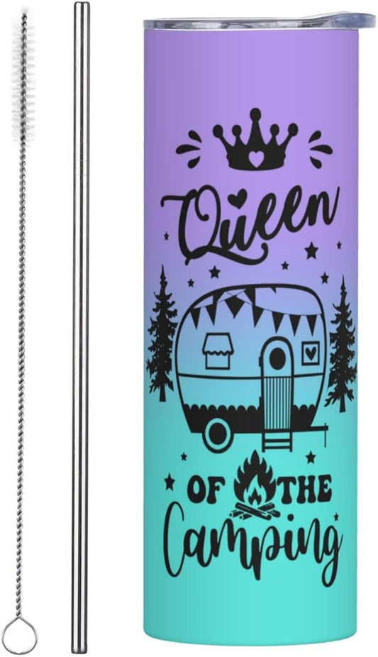 Beach Tumbler Summer Tumbler Vacation Travel Mug Travel Cup Vacation Tumbler Gifts Camping Queen Trip Cup Beach Cup Cruise Tumbler Funny Insulated Tumbler With Straw 20oz Stainless Gifts