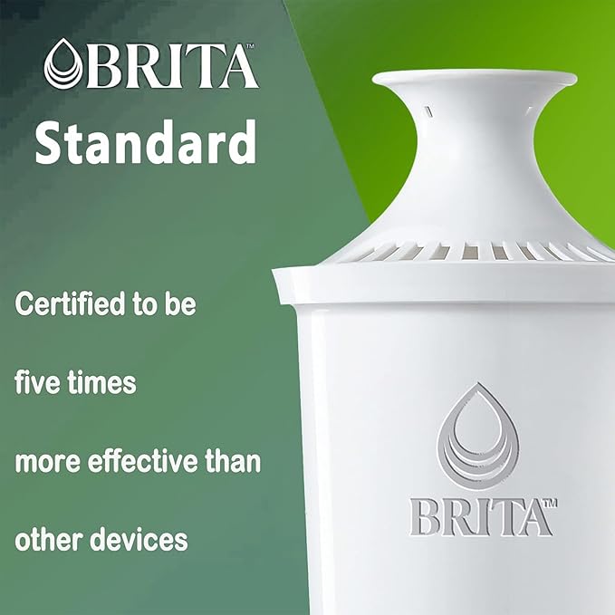 Standard Water Filter, Water Filter Replacement for Water Filter Pitcher and Dispensers, Replace 1,800 Plastic Water Bottles of 500 mL Per Year, Lasts Two Months or 40 gallons, 3 count
