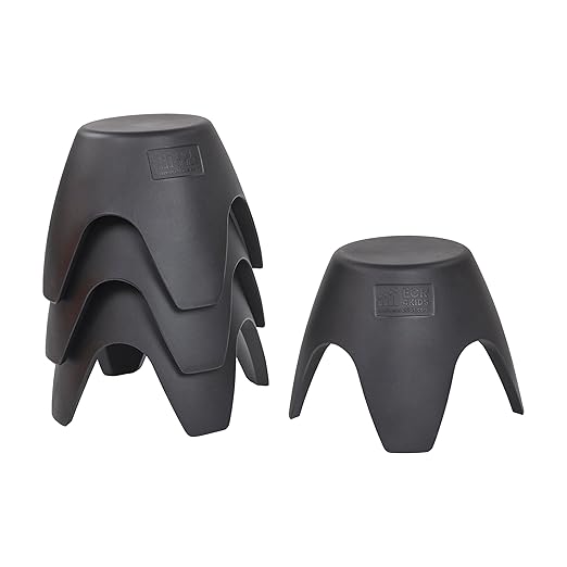 ECR4Kids Ayana Stool Set, Flexible Seating, Black, 4-Pack