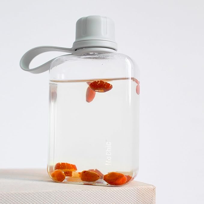 MoChic Flat Water Bottle Portable Slim Water Bottle Design BPA Free Wallet Water Bottle, Can be Put into Small Pockets, Makeup Bags and Handbags, Suitable for Travel, Work and Outdoor Sports 8oz(Gary)