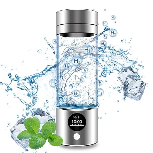 Hydrogen Water Bottle 4000+PPB, 4th Gen Hydrogen Water Generator Bottle with SPE PEM Technology Water Ionizer 5Min Quick Electrolysis, Hydrogen Rich Water Machine for Travel (9.5oz Silver)