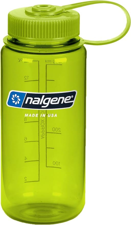 Nalgene Sustain Tritan BPA-Free Water Bottle Made with Material Derived From 50% Plastic Waste, 16 OZ, Wide Mouth, Spring Green