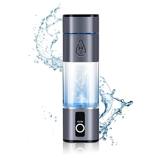 Hydrogen Water Bottle, 2 Modes Rechargeable Portable Hydrogen Water Bottle Generator, Highest 6000PPB, That Uses SPE and PEM Technology, LED Display(Press and Hold for 5 Seconds to Turn on)