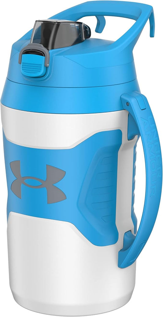 Under Armour Sports Water Jug, 64oz Insulated Water Bottle w/Handle, Half Gallon, Fence Hook, Leak Resistant, Baseball, Football & More