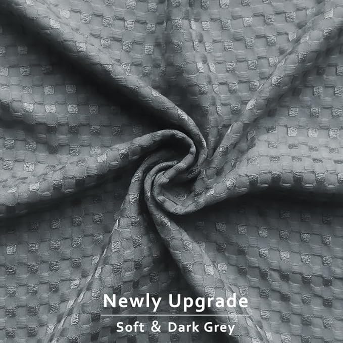 MIYE Pleated Waffle Weave Bed Skirt, Tailored Dust Ruffle 12 Inch Drop Easy Fit, Machine Washable (Dark Grey, Queen - 12" Drop)