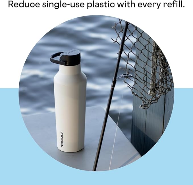 Corkcicle Sport Canteen Insulated Tumbler, Santorini, 32 oz – Reusable Water Bottle Keeps Beverages Cold for 25 Hours & Hot 12 Hours – Cupholder Friendly Tumbler with Screw-On Cap