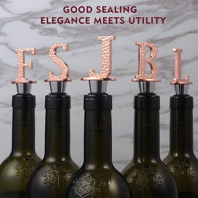 Miicol Wine Stopper, Prosecco Stopper, Wine Bottle Stopper, Personalised Champagne Stopper, Rose Gold Wine Accessories, Wine Lovers Gift, Monogram Gift, Letter J