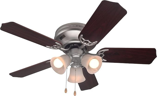 COMMERCIAL COOL 42” Contemporary Ceiling Fan with Lights, Cools up to 175 Sq. Ft., Ideal for Medium Sized Rooms, Equipped with Dual Chain, 5 Reversible Dual Finish Blades & Featuring 3 Air Flow Speeds