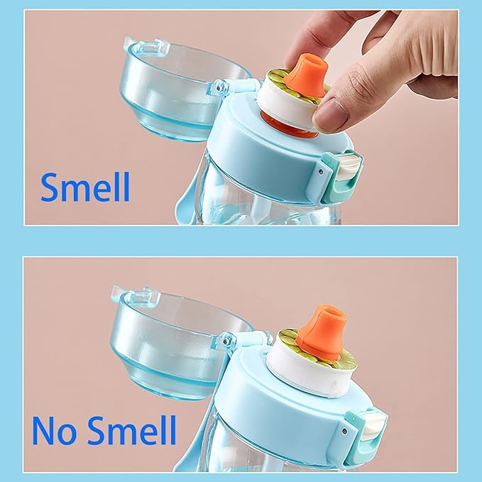 Water Bottle with Flavor Pods 21.9 Oz/650ml Fruit Fragrance Water Bottle Recyclable Sports Air Water Cup Scented Pods for Outdoor (Blue 650ML)