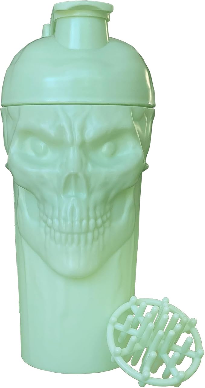 JNX SPORTS The Curse! Skull Shaker Bottle, 24-Ounce, Mint Green Limited Edition, Supplement Mixer with Classic Loop Top