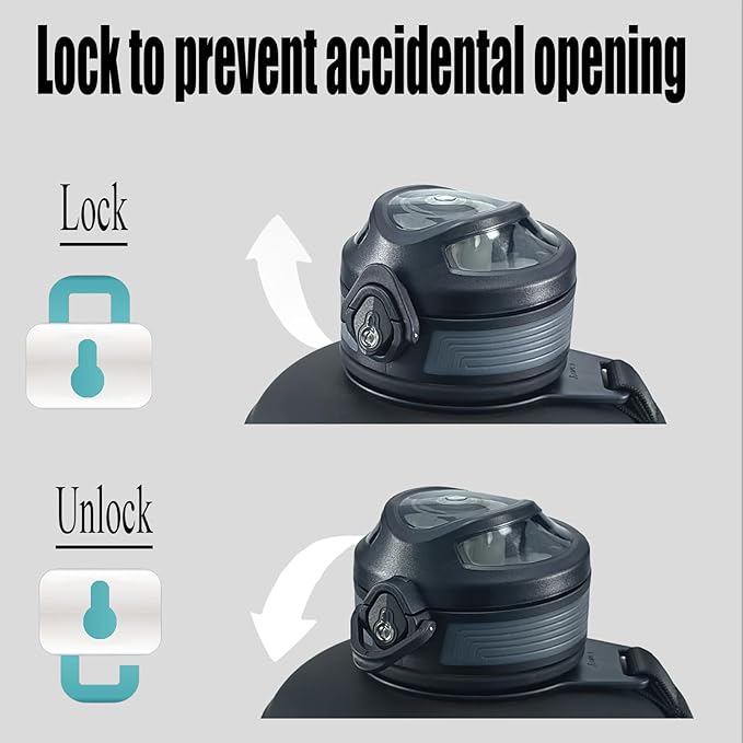 Sports Water Bottle, 63 Oz/1800mL, Leak Proof BPA Free Travel Outdoor For Men Women (Gradient_Black)