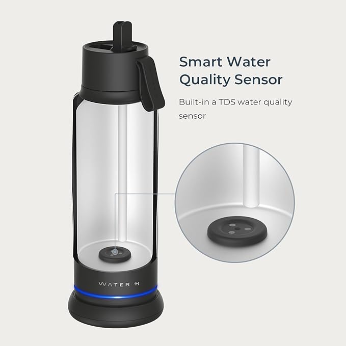 Vita Insulated Smart Water Bottle, Intake Tracker, Water Safety Analyzer, LED Reminder, BPA Free, 18 oz Double Wall Vacuum Stainless Steel Thermos (Flip Lid + Straw), Ideal Gift for Dad