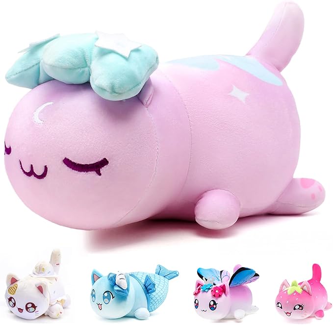 61 PCS 11 inches Moon Cat Plush Cute Kawaii Cat Plush Collection 100% Polyester Plushie Pillow Embroidered Soft Stuffed Animal Collectible (Moon Cat)