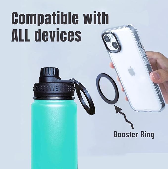Stainless Steel Water Bottle compatible with all devices Tripod Phone Holder with booster ring -sport -gym-bottle for man & woman -25oz 360Rotate, A-Bubble Gum, 25oz-ct12