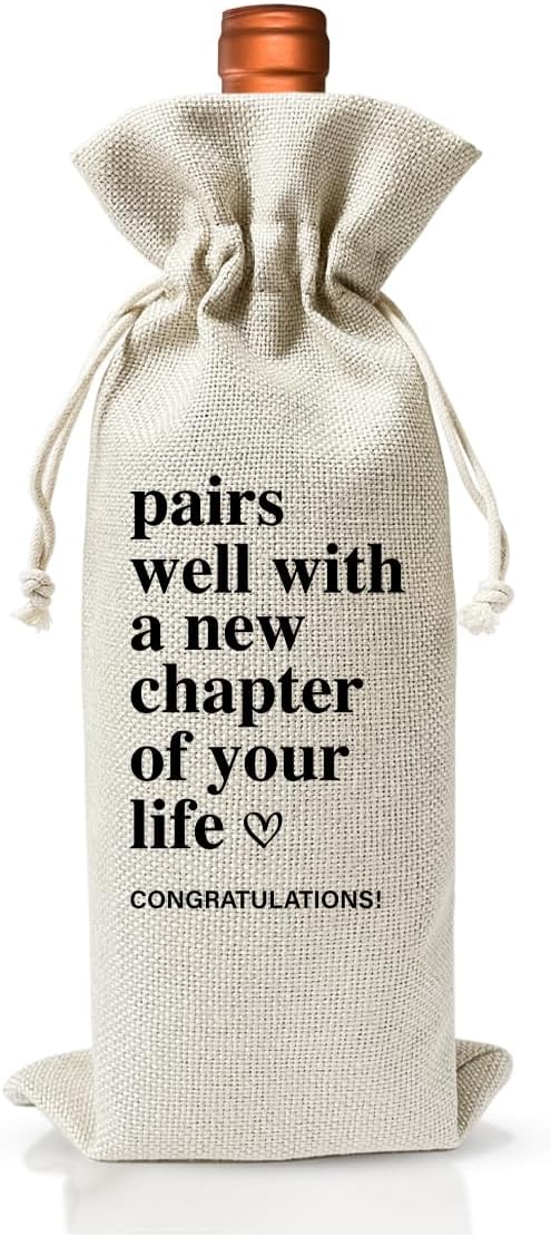 New Chapter Of Your Life Wine Bag For Colleague Coworker Boss Friends, New Job Gift Wine Bag for Him Her, Wine Bottle Cover Bag For New House Engagement Retirement New Beginning