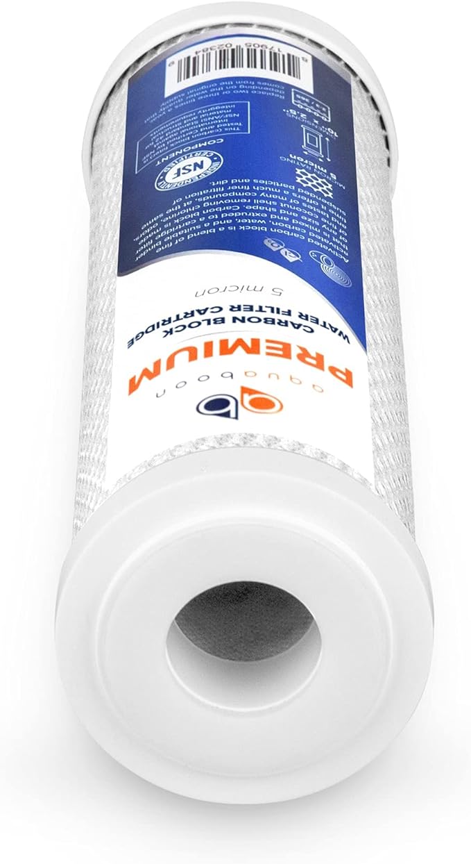 Aquaboon 5 Micron Water Filter 10 x 2.5 - Premium Carbon Block Water Filter - Carbon Water Filter Cartridges - Whole House Water Filter Cartridge Replacement Compatible with FXWTC, WFPFC8002, 5 Pack