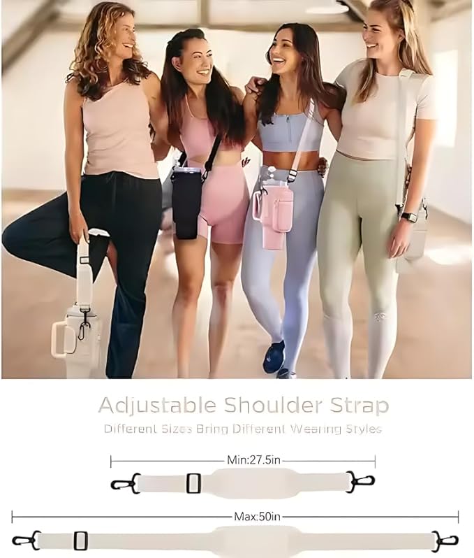 Prime Choice 30oz / 40oz Water Bottle Holder Sleeve Water Bottle Sling Carrier Bag Compatible With 30 40oz Stanley Cup Tumbler and Simple Modern Tumbler (Rose Cream)