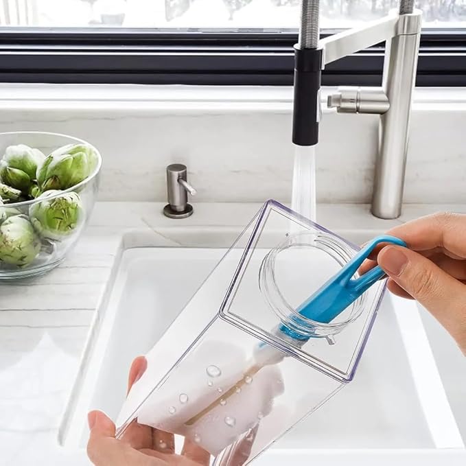 Milk Carton Water Bottles 17oz/500ml Leak Proof Plastic Water Bottle Reusable BPA Free Sports Water Bottle Carton Shaped Juice Milk Bottle for Gym Camping Hiking Travel Sports, Dishwasher Safe(1PCS)