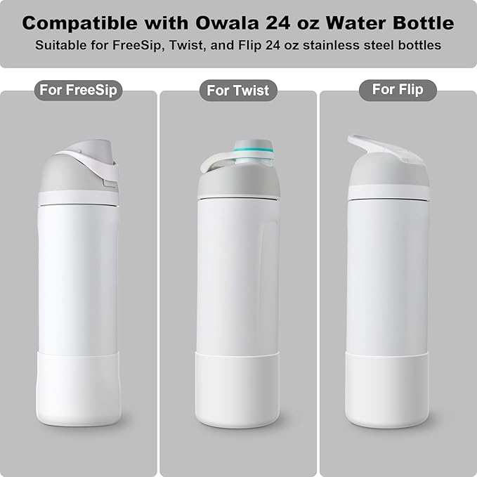 2PCS Silicone Water Bottle Boot for Owala 24oz 32oz 40oz, Anti-Slip Protective Sleeve Bottom Bumper Protector for FreeSip, Twist, and Flip Stainless Steel Water Bottles